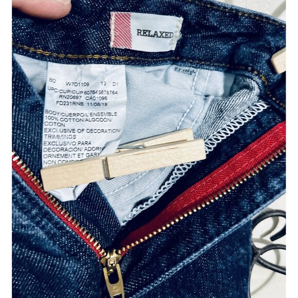 DICKIES Jeans Ladies Sz34 Relaxed Fit Ripped Dark Wash 28in Inseam 38In Outseam - Picture 6 of 11